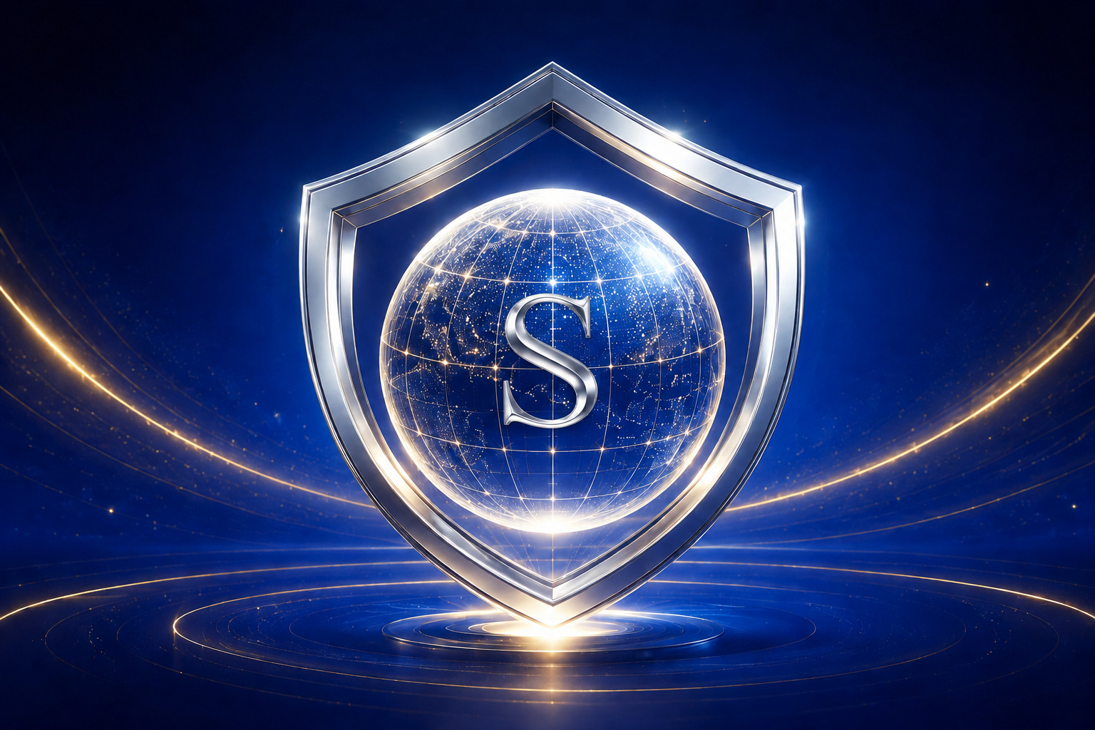 SPHERE platinum protection shield surrounding a connected globe